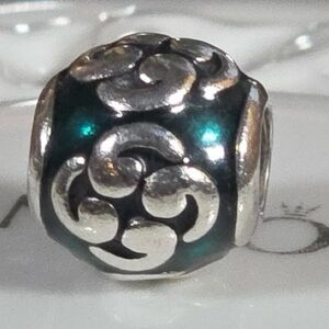 Pandora Sterling Silver Green Enamel Bead Charm
